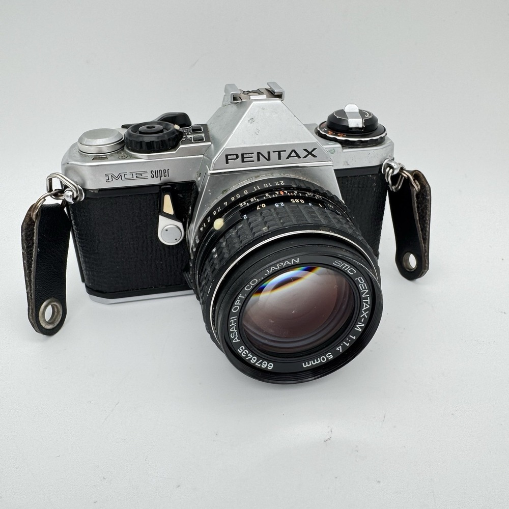 Vintage Pentax ME Super 35mm Camera & 50mm Lens UNTESTED Parts or Repair
